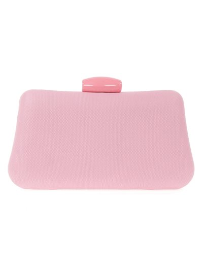 Faux leather clutch with stone bead rosa