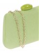 Faux leather clutch with stone bead pistacho