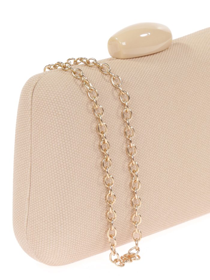 Pochette de fête en similicuir à perles taupe