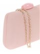 Faux leather clutch with stone bead nude