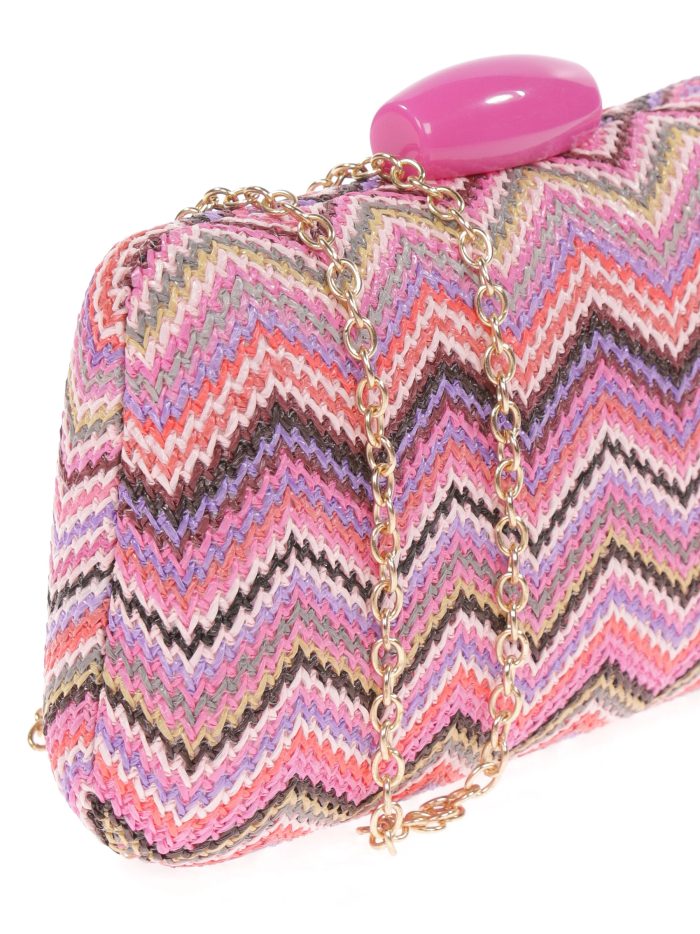 Clutch fiesta efecto rafia abalorio multi-fucsia