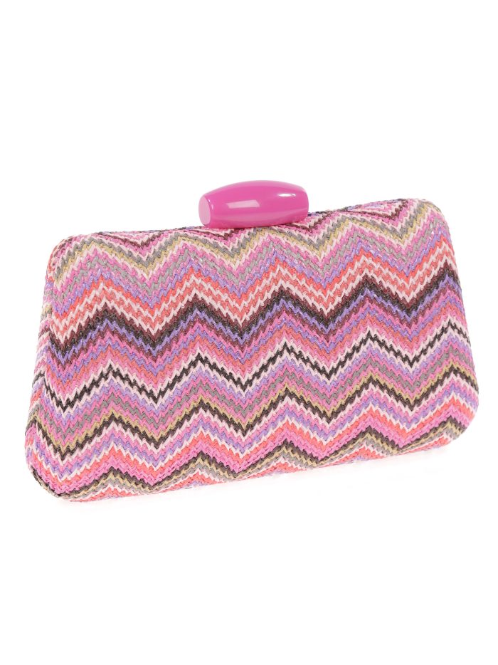Clutch fiesta efecto rafia abalorio multi-fucsia