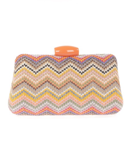 Clutch fiesta efecto rafia abalorio multi-naranja