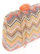Clutch fiesta efecto rafia abalorio multi-naranja