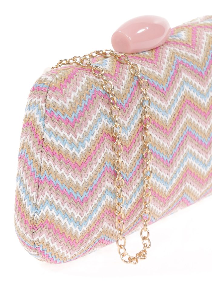 Clutch fiesta efecto rafia abalorio multi-rosa