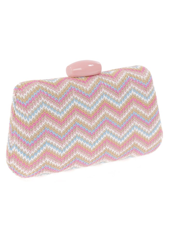Clutch fiesta efecto rafia abalorio multi-rosa