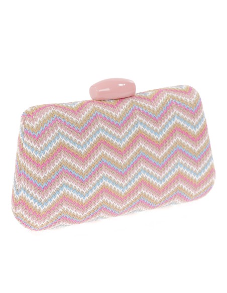 Clutch fiesta efecto rafia abalorio multi-rosa