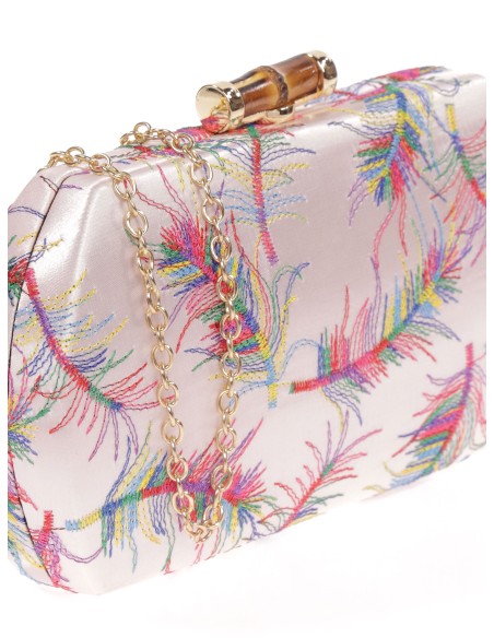 Clutch fiesta bordado rosa