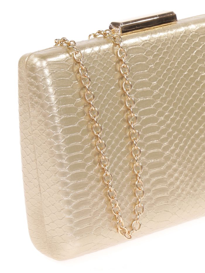 Pochette de soirée imprimé animal or clair