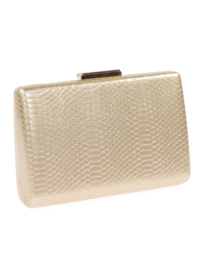 Pochette de soirée imprimé animal or clair