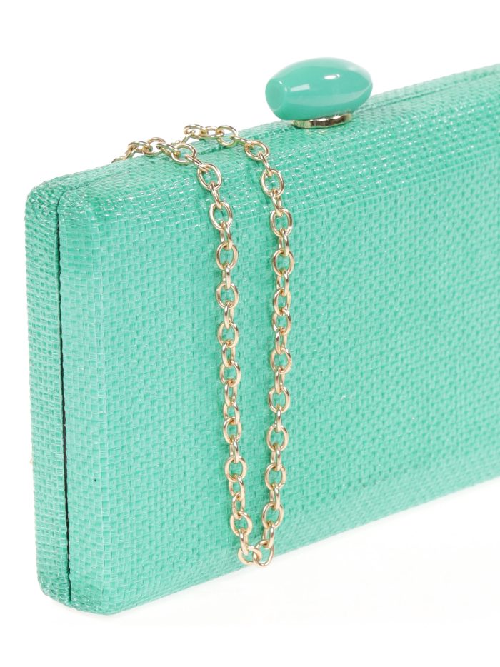 Clutch fiesta efecto rafia abalorio verde
