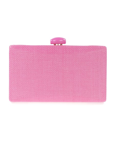 Clutch fiesta efecto rafia abalorio fucsia