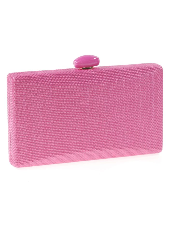 Fuchsiafarbene Partyclutch mit Rafia-Effekt und Perlenverzierung
