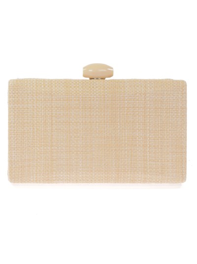 Clutch fiesta efecto rafia abalorio beige