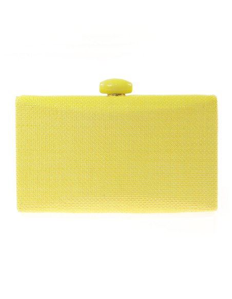 Clutch fiesta efecto rafia abalorio amarillo