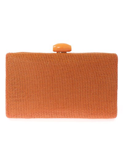 Raffia effect clutch with stone bead naranja