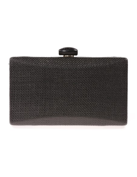 Clutch fiesta efecto rafia abalorio negro