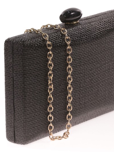 Clutch fiesta efecto rafia abalorio negro 2