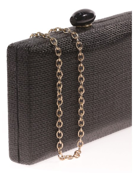 Clutch fiesta efecto rafia abalorio negro