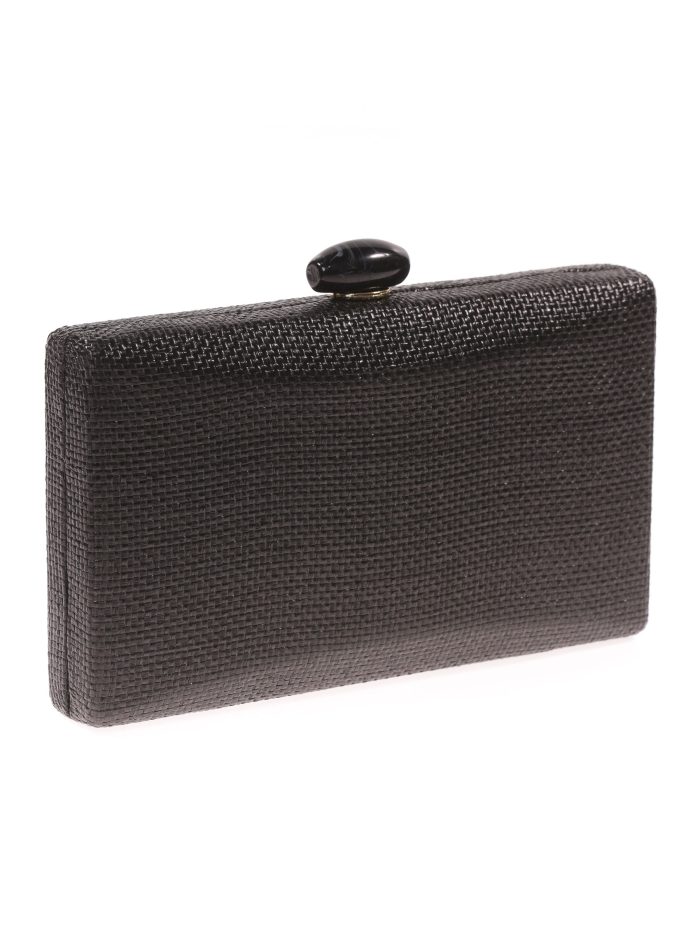Clutch fiesta efecto rafia abalorio negro