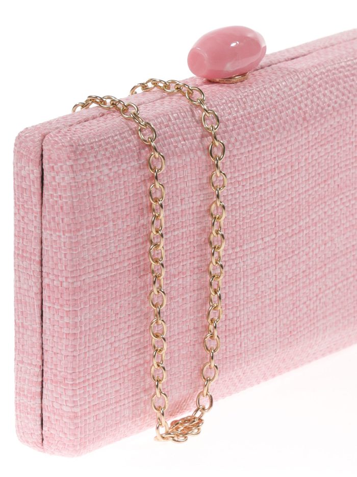 Clutch fiesta efecto rafia abalorio rosa