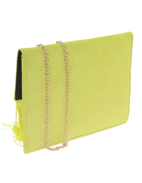 Cartera fiesta antelina flecos lima