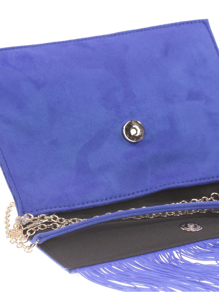 Cartera fiesta antelina flecos azulon