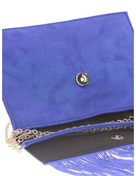 Cartera fiesta antelina flecos azulon
