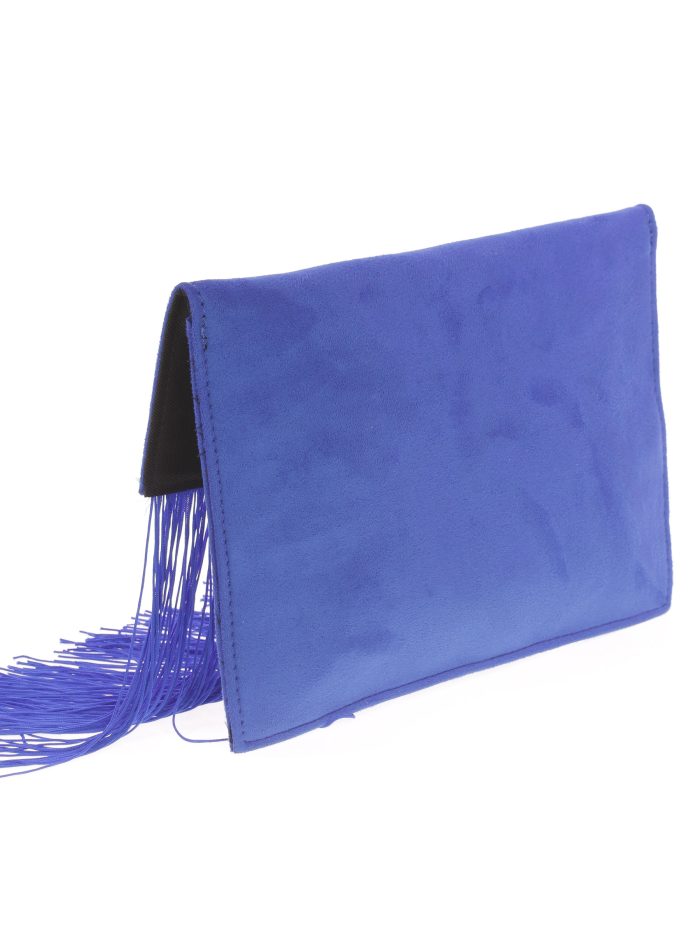 Cartera fiesta antelina flecos azulon