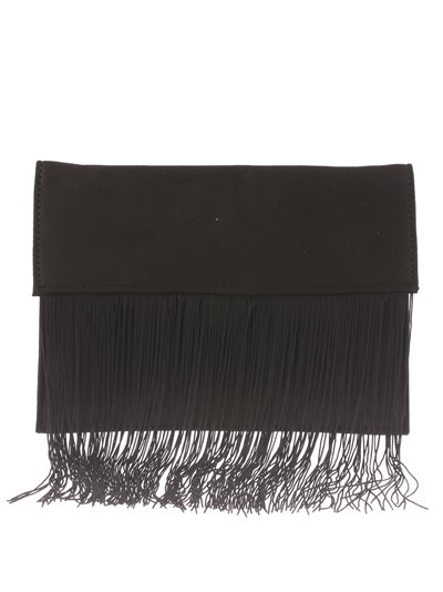 Fringed suede effect clutch negro
