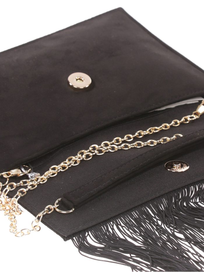 Carteira festa camurça franjas preta