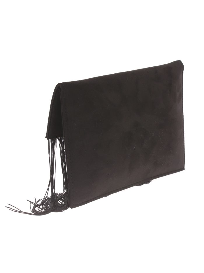 Carteira festa camurça franjas preta