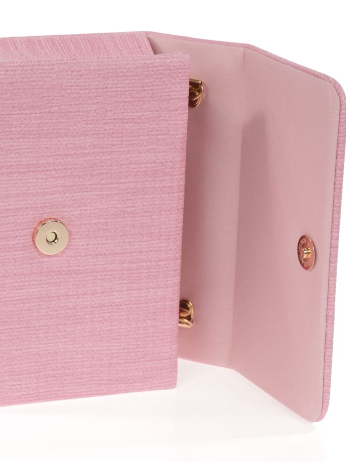 Clutch festa ecopelle effetto rafia rosa