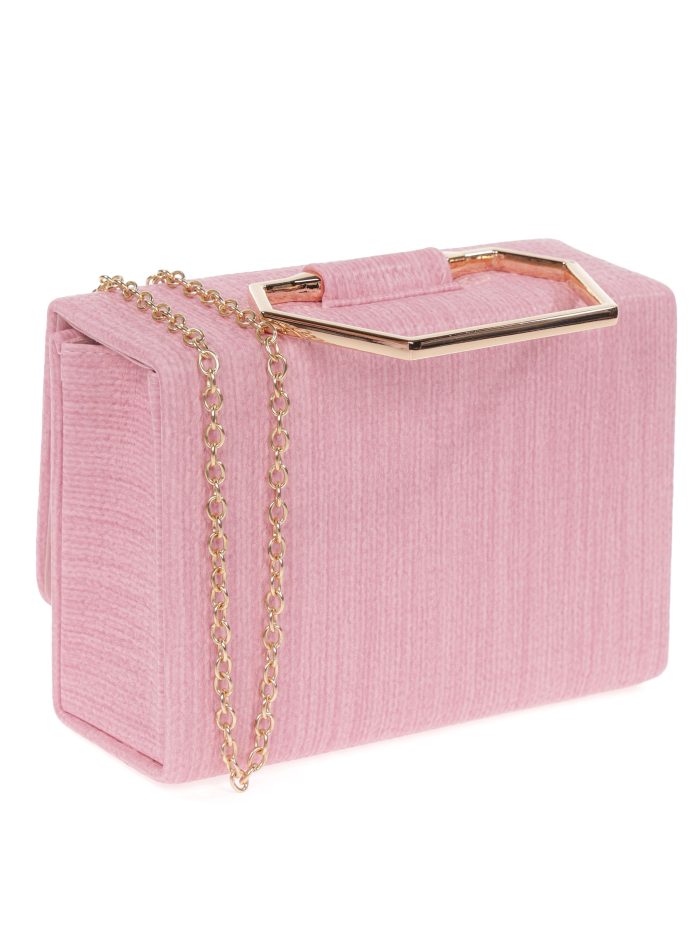 Clutch festa ecopelle effetto rafia rosa