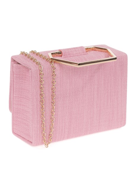 Clutch fiesta polipiel efecto rafia rosa