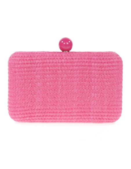 Clutch fiesta efecto rafia abalorio fucsia