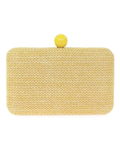 Raffia effect clutch with stone bead amarillo
