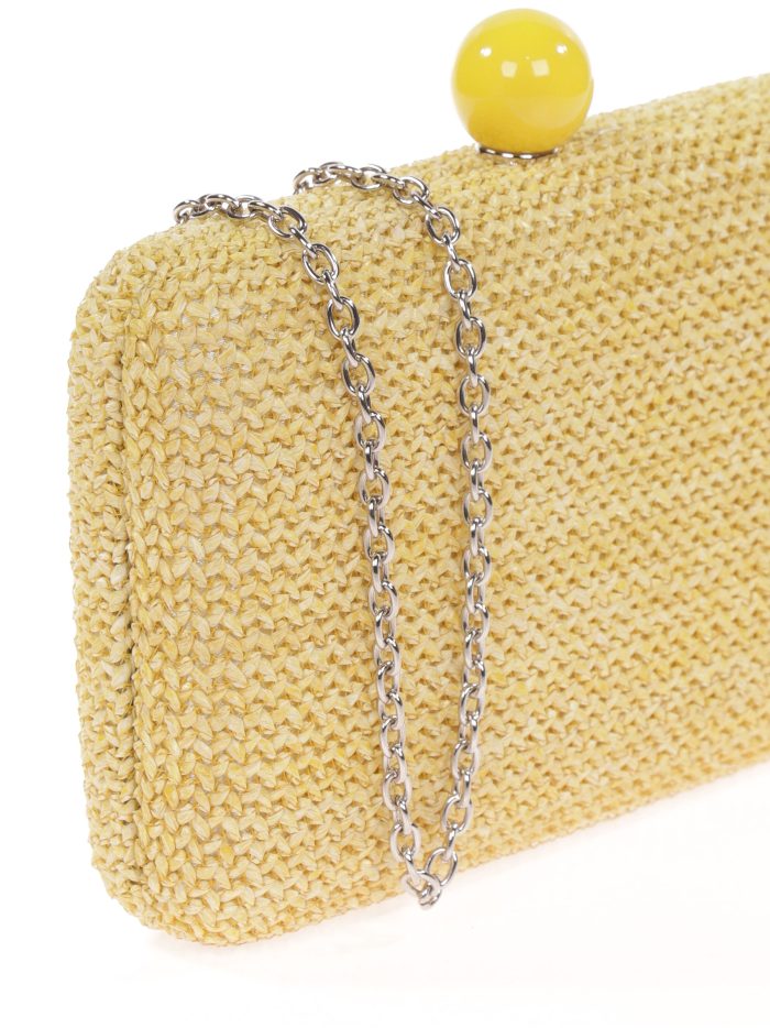 Clutch fiesta efecto rafia abalorio amarillo