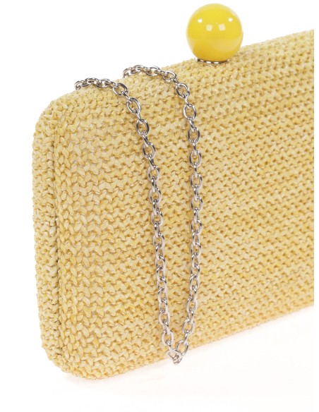 Clutch fiesta efecto rafia abalorio amarillo