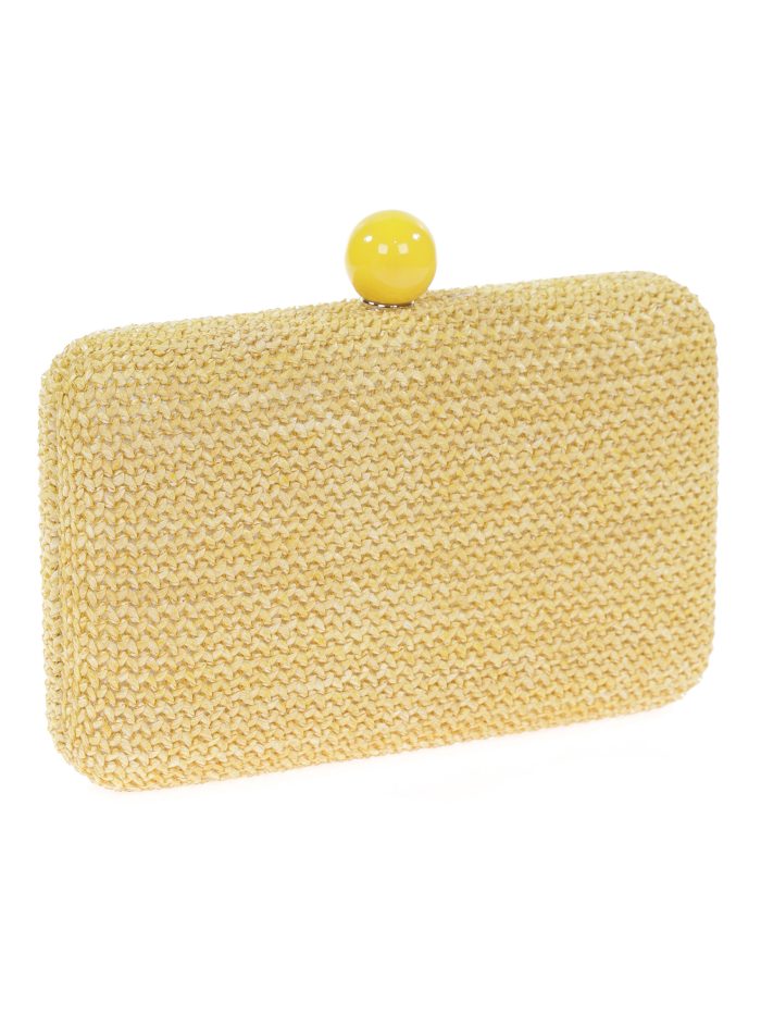 Clutch fiesta efecto rafia abalorio amarillo