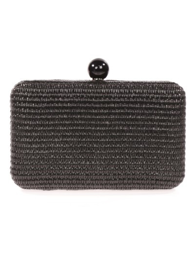 Clutch fiesta efecto rafia abalorio negro