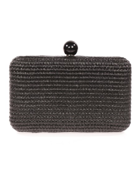 Clutch fiesta efecto rafia abalorio negro