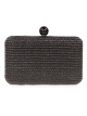Clutch fiesta efecto rafia abalorio negro
