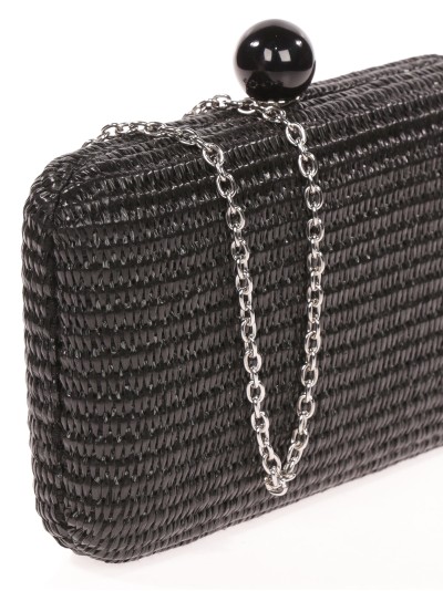 Clutch fiesta efecto rafia abalorio negro 2