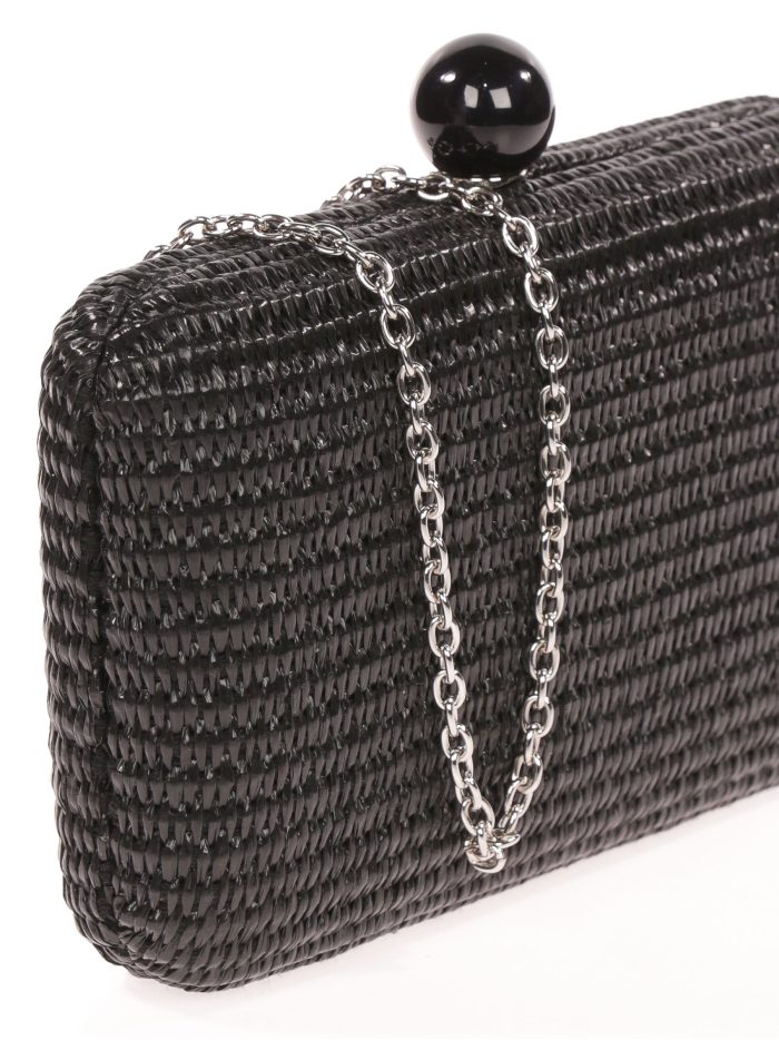 Pochette de soirée effet raphia perles noires