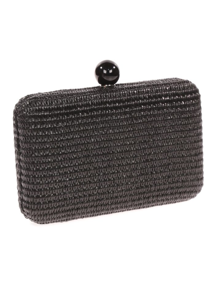 Pochette de soirée effet raphia perles noires