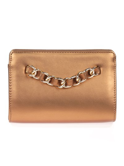 Faux leather clutch with chain bronce