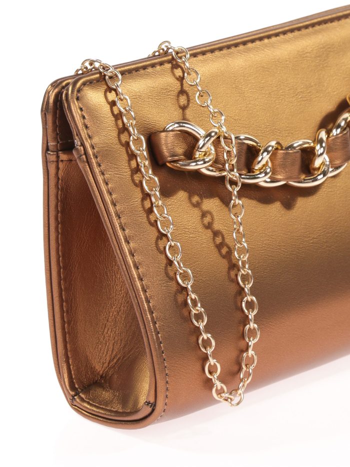 Cartera fiesta polipiel cadena bronce