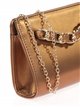Faux leather clutch with chain bronce