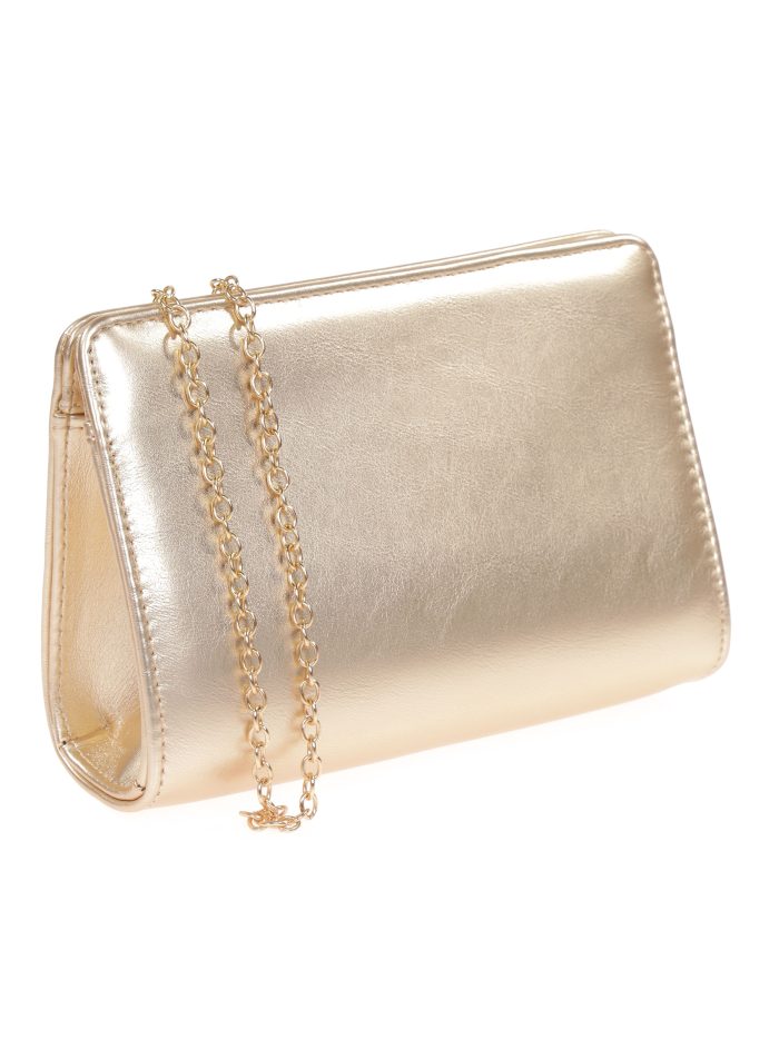 Borsa da festa in ecopelle con catena dorata